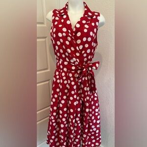 Jessica Howard Red and White Polka Dot Midi Dress